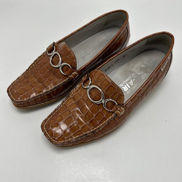 Mephisto Tan Brown Crocodile Caiman Bit Comfort Loafers Womens Size 6 1/2 - Picture 1 of 9